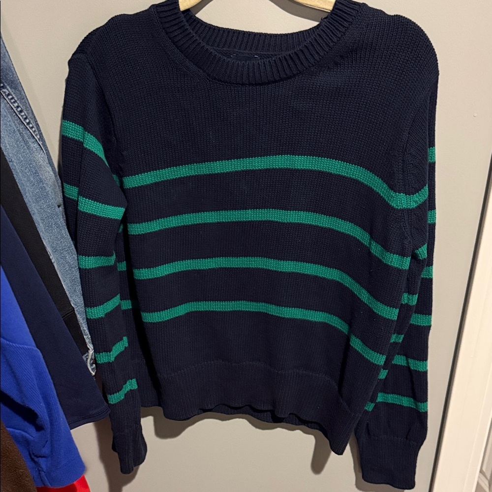 Gap large Navy and Green Striped Sweater gap woman’s